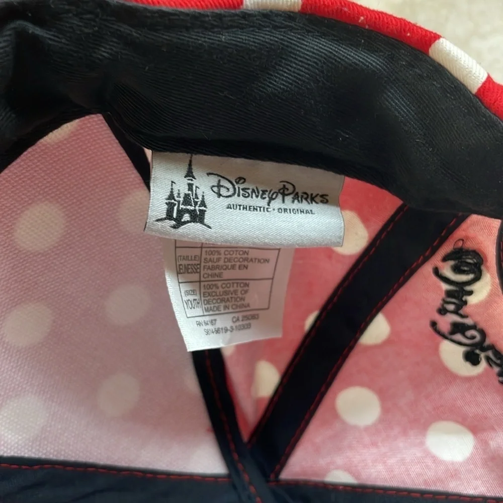 Disney Parks Hat Minnie Mouse Girls Ears Bow Red Black Size Youth Walt World